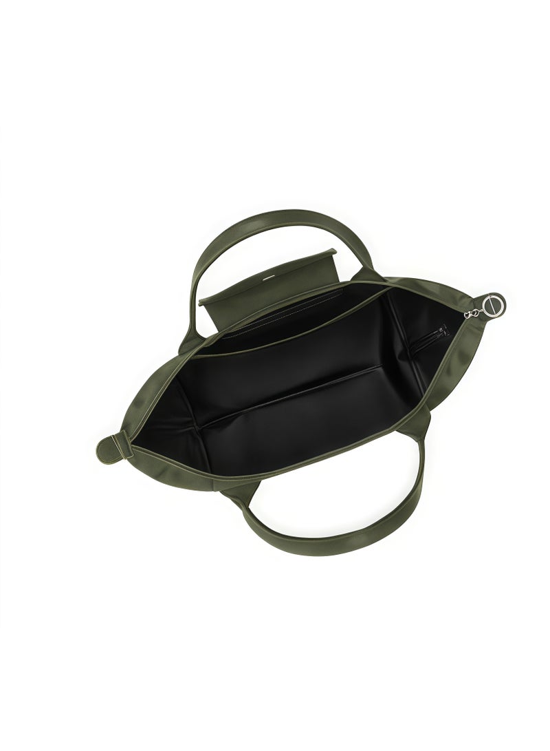 لونج شامب حقيبة يد متوسطة متعددة الاستخدامات للنساء من لونشامب، حقيبة تسوق وحقيبة كتف، صديقة للبيئة، باللون الأخضر الغابي - Image 5